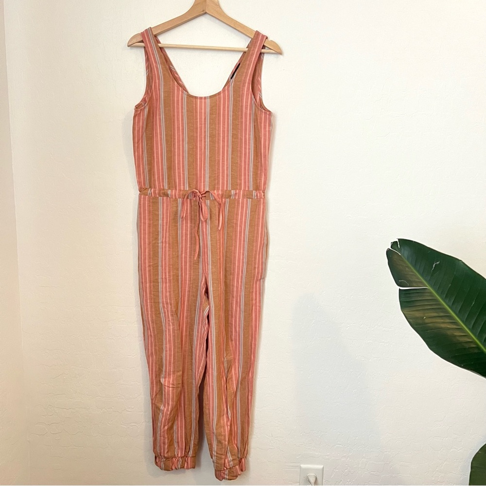 DREW Striped Linen Blend Sleeveless Jumpsuit Size XS - Picture 2 of 9